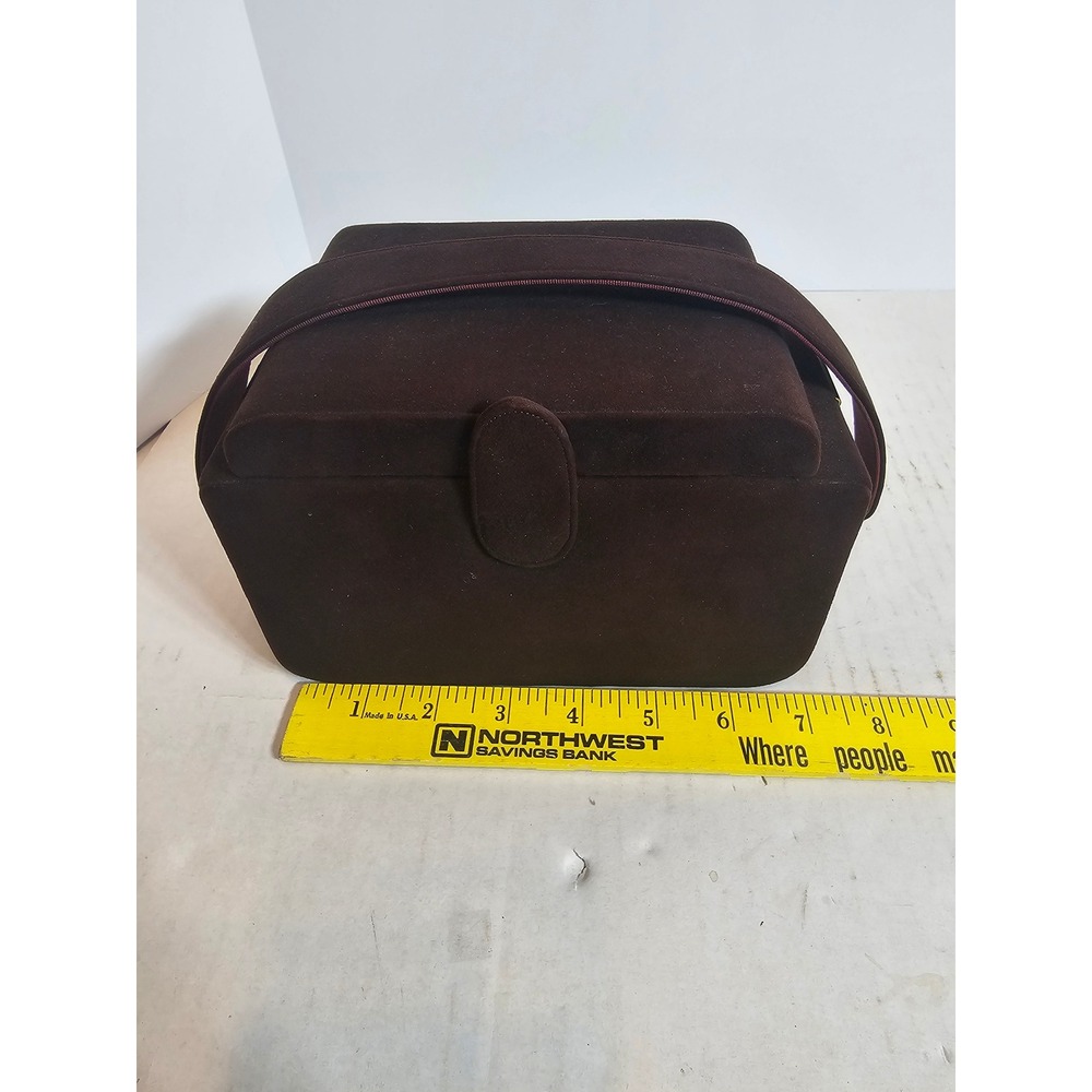 Vintage Rosenfeld Brown Velvet Box Bag Hand Clasp Gold Tone Hardware Evening